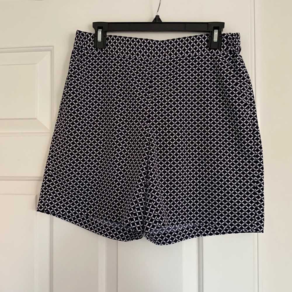 Talbots navy and white shorts.